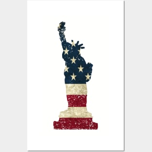 American Flag Statue of Liberty Posters and Art